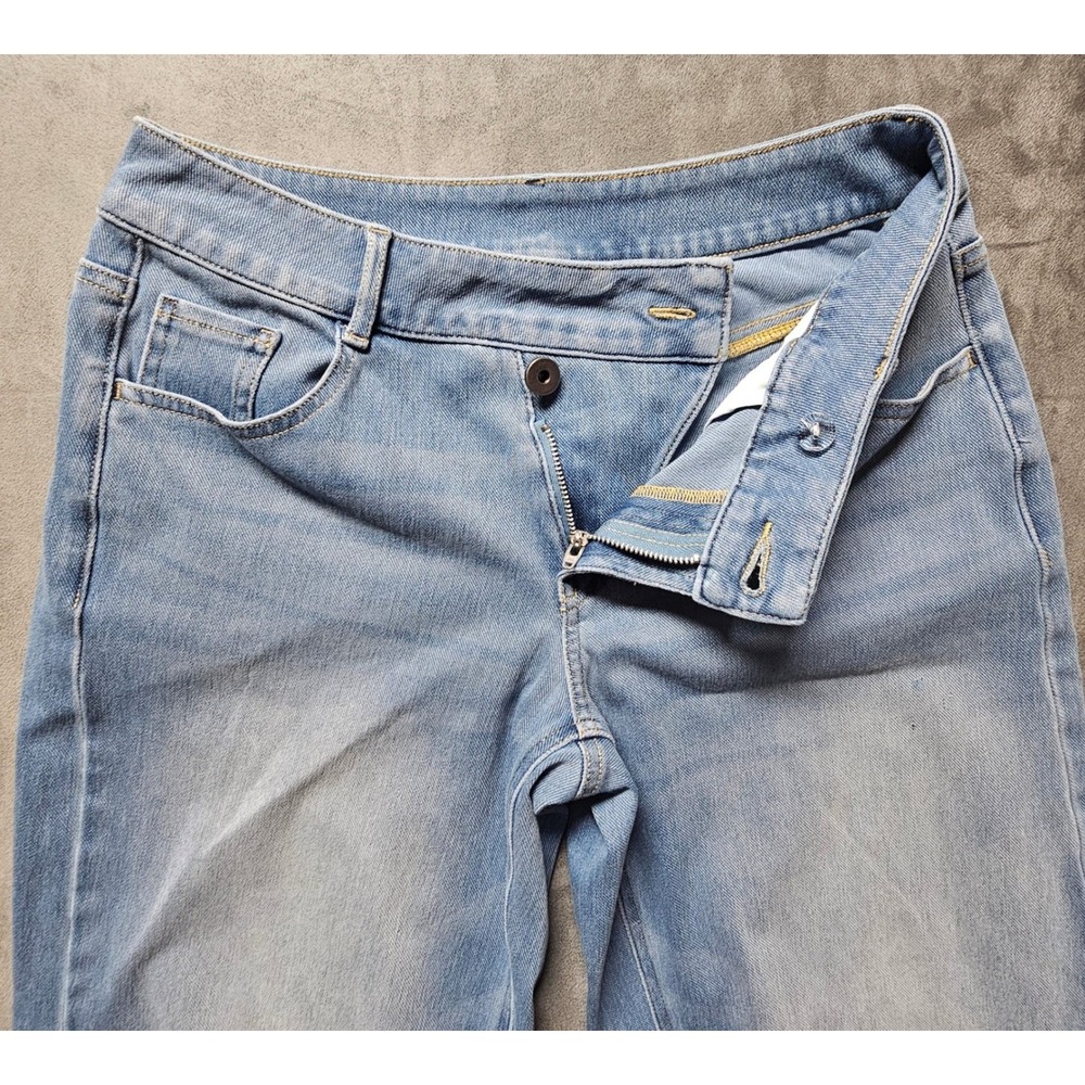 Halara XS Regular Light Wash Blue Crossover Waist Wide Leg Jeans 02669802